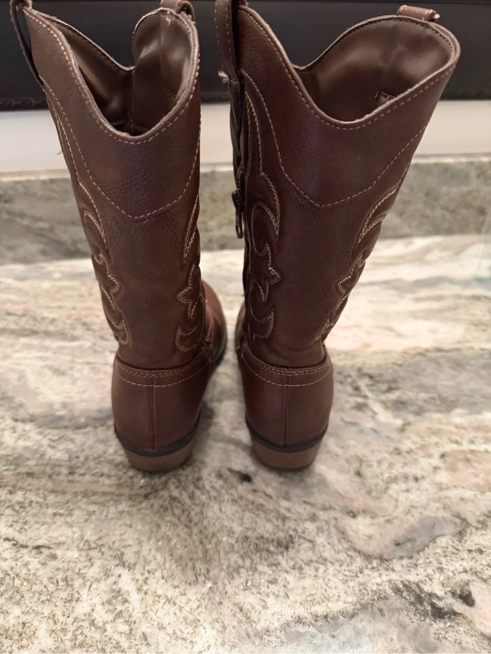 Cat & Jack Girls Brown Embroidered Western Cowboy Boots Size 1